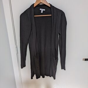 Black Open-Front Cardigan Sweater